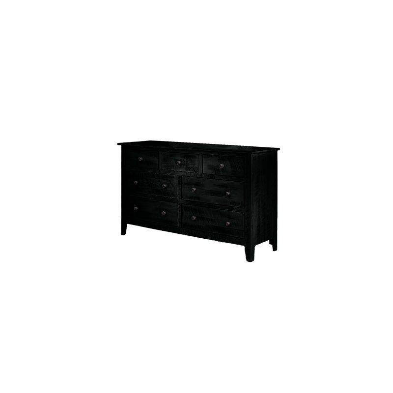 Farmhouse Solid Wood 7 Drawer Dresser, Black