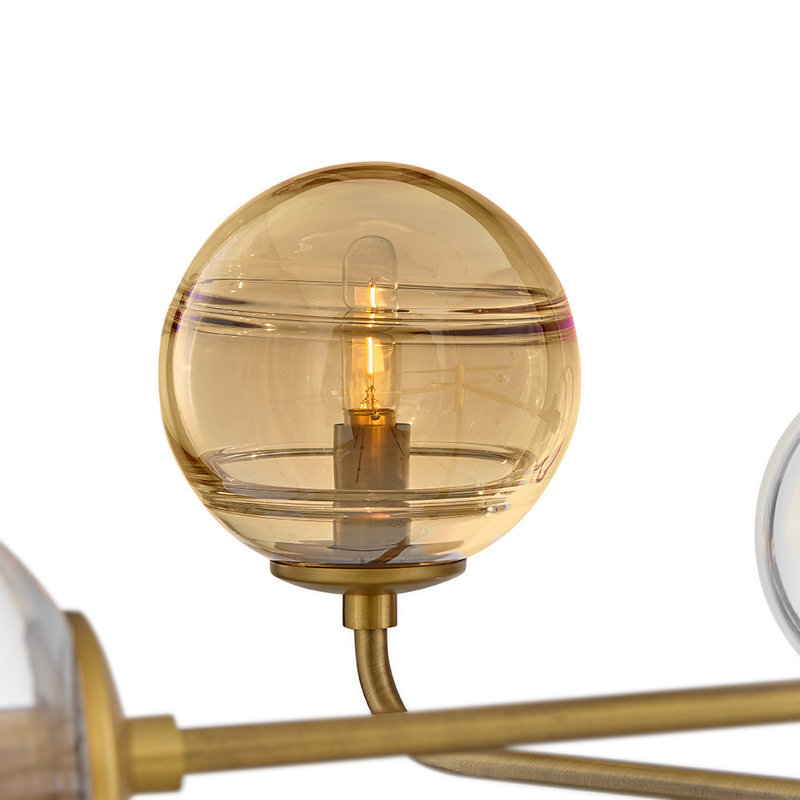 Lustre linéaire moderne Spoutnik 8 lumières Oberon, Laiton héritage