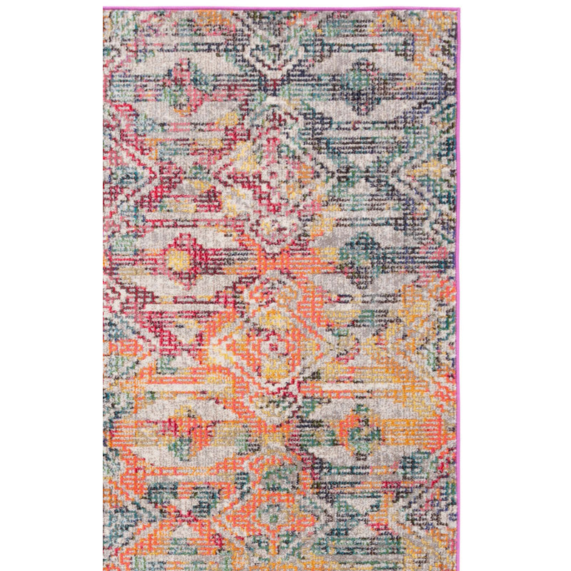 Tapis multicolore tissé à plat à la machine Southwestern, Tapis de couloir 2 pi 2 po x 8 pi