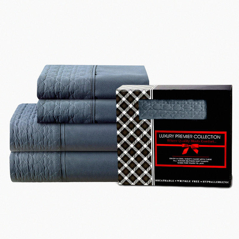 Luxury Secure-Fit Bed Sheet Set - Deep Pocket Elastic Sheets, Breathable Hotel Bedding with Pillowcases - Wrinkle Free Oeko-Tex Sheets