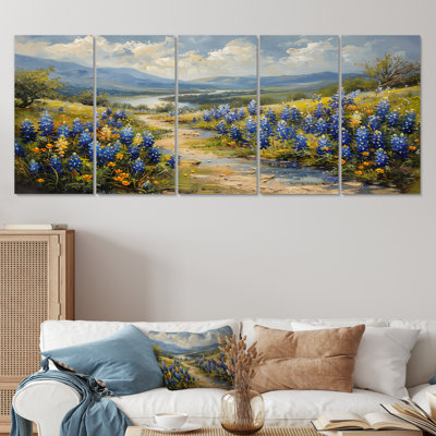 Blue Green Meadow Charm Blue Bonnets VI - Blue Bonnets Wall Decor Set