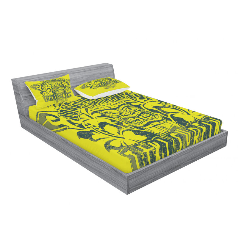 Ensemble de draps tiki surf team longboard py, Ensemble de draps pour lit double avec un drap-hou