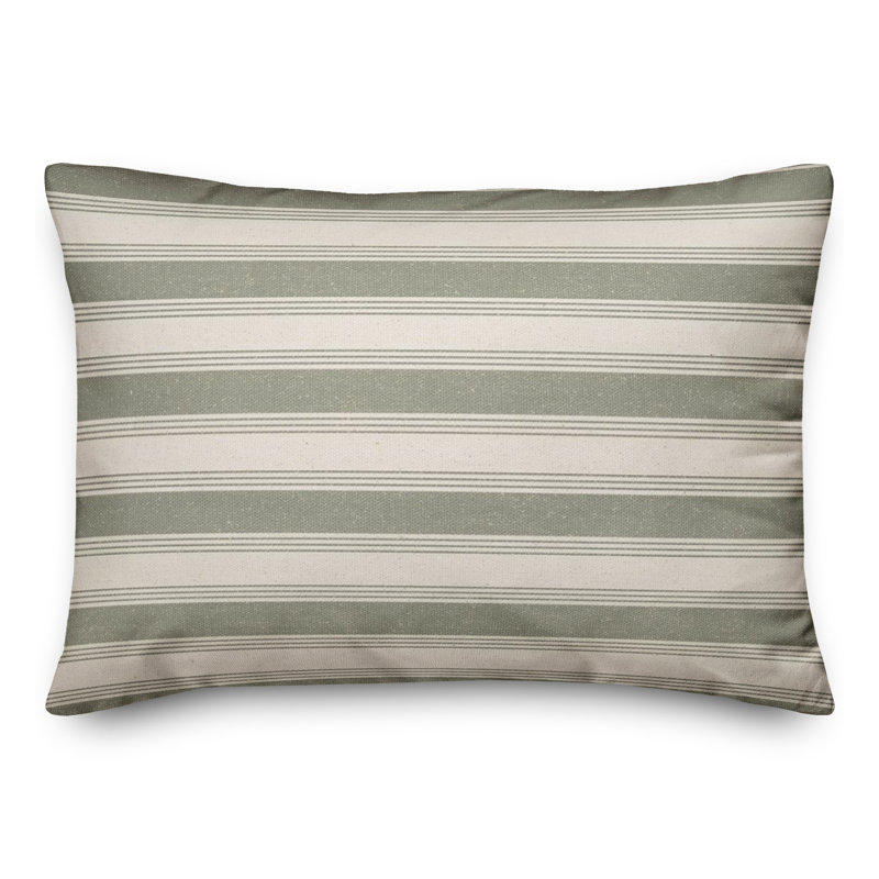 Striped Reversible Throw Pillow, Green