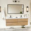 Meuble-lavabo mural 72 po avec armoires et tiroirs flottants modernes, pierre d'ingénierie avec évier, chêne naturel-832315010