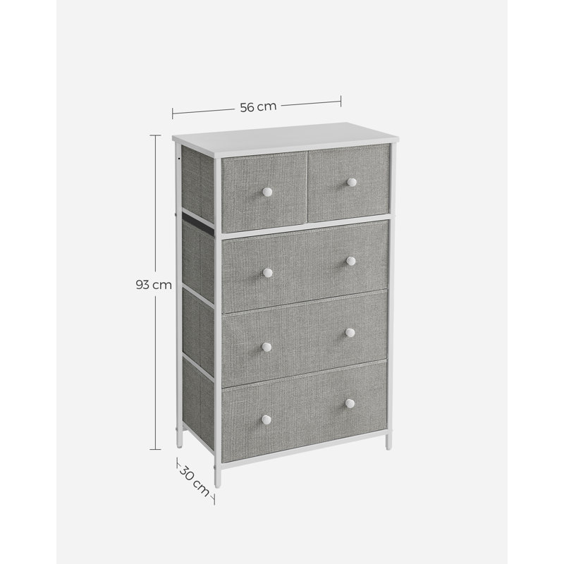 Adeoye 5 - Drawer Chest of Drawers, Light Grey/White