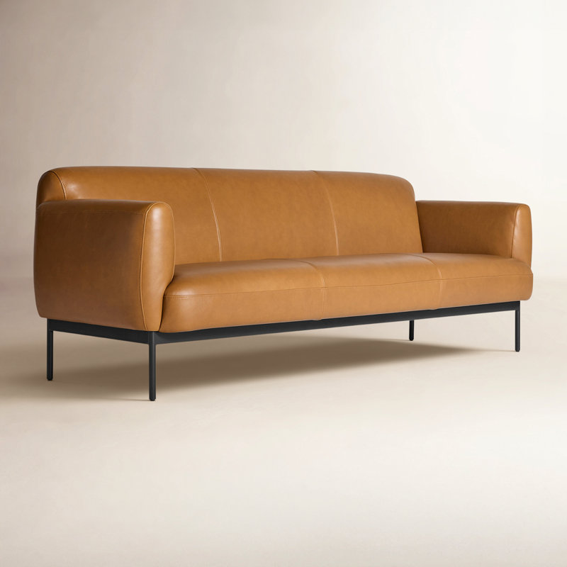 Puff Puff Leather Sofa, 31" H x 87" W x 35" D