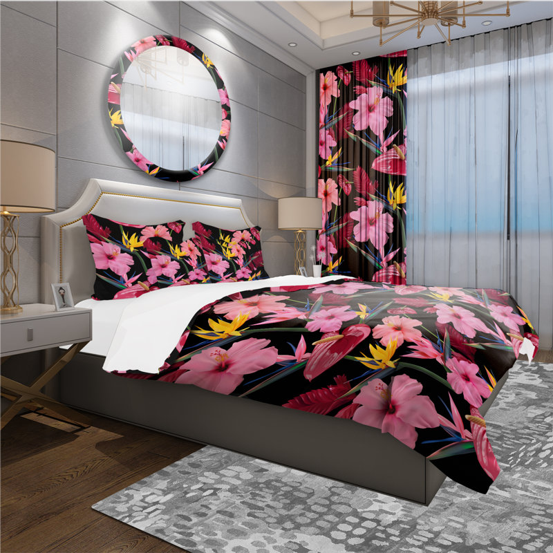 Ensemble de housse de couette tropical, Housse de couette double / grand et 2 taies