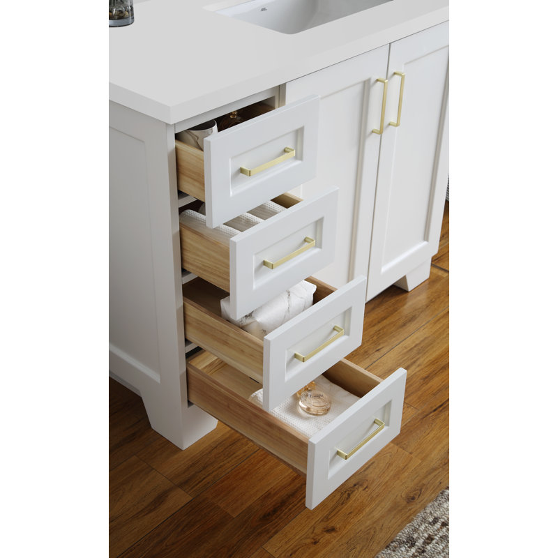ARIEL TAYLOR 43 IN. RIGHT OFFSET SINGLE RECTANGLE SINK VANITY IN GREY, White