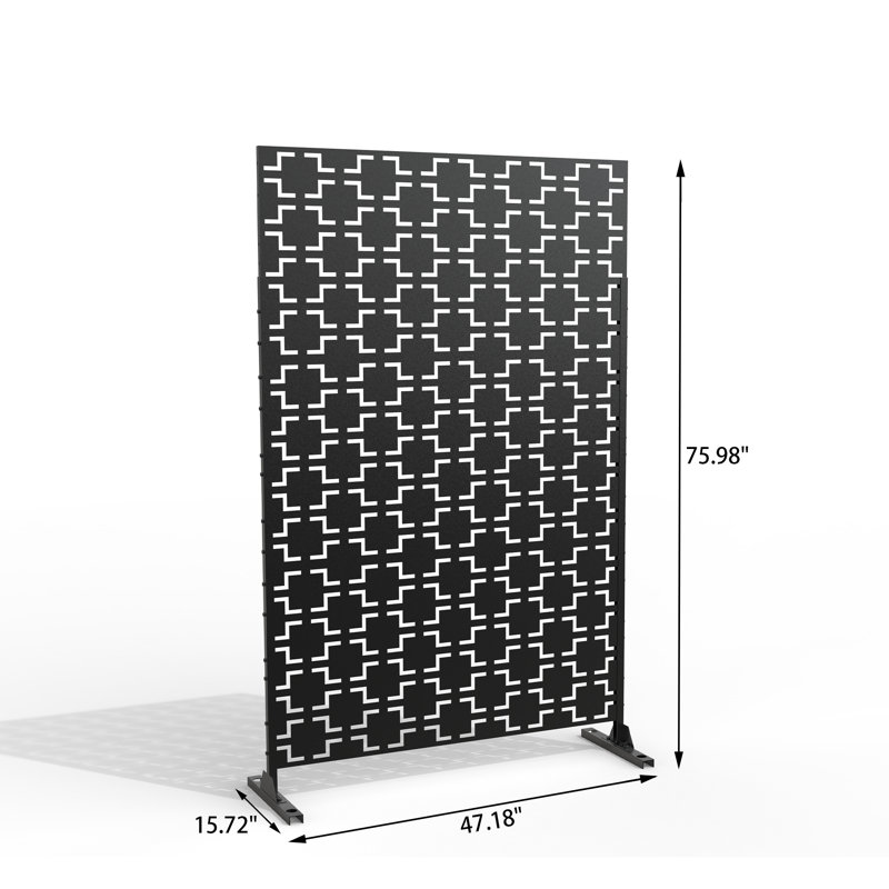 Panneau d'intimité en métal avec motif 4 pi. Stanaford, De forme carrée, Noir