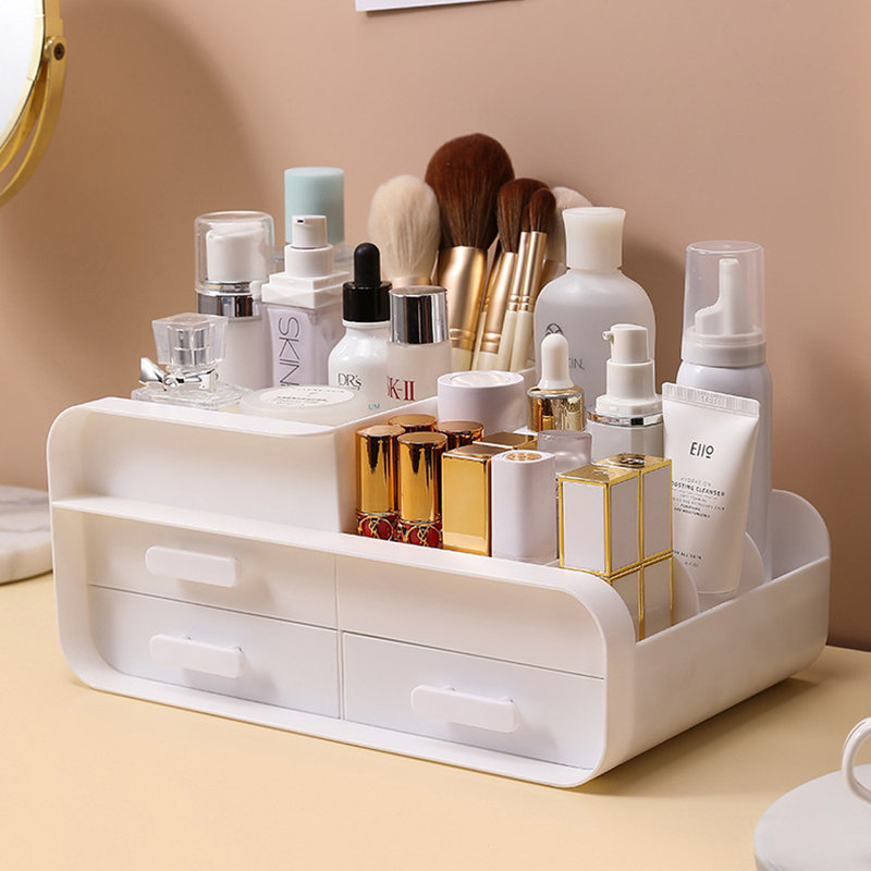 Plastic Makeup Organiser, White