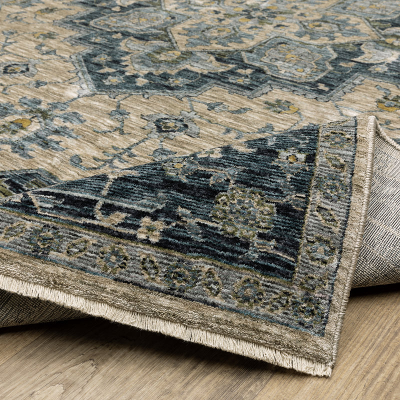 Tapis oriental bleu / vert Hovis, Rectangle 3 pi 3 po x 5 pi