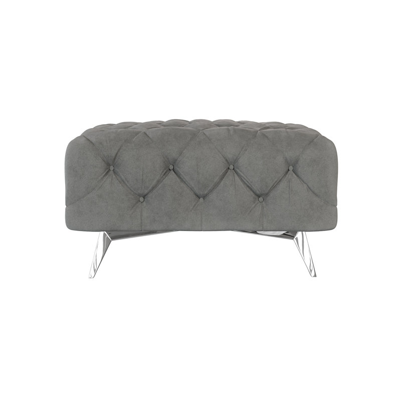 Chesterfield Footstool Bixby with Silver Metal Legs, Grey