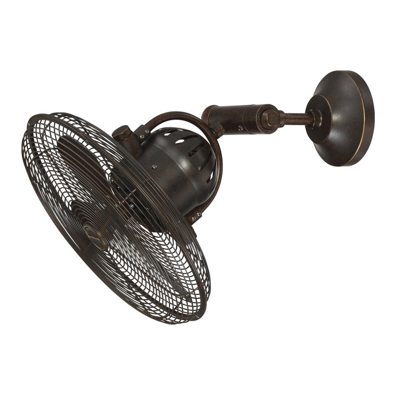Oscillating Wall Mounted Fan, Aged Bronze Textured