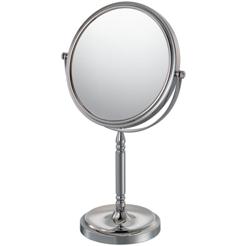 Modern Chrome Countertop Magnifying Makeup Mirror with Recessed Base