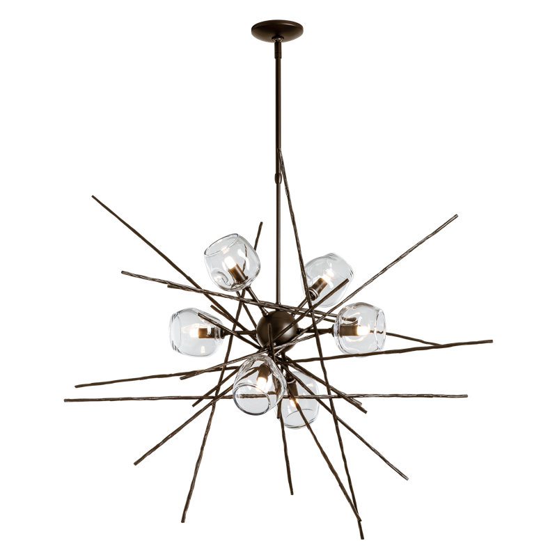 Griffin 6 - Light Chandelier, 56.6" H x 39.2" W x 38.8" D, Clear, Bronze