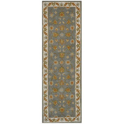 Tapis de couloir à motif floral de conception unique en laine noué à la main de conception unique 2 pi 6 po x 8 pi Tapis décoratif