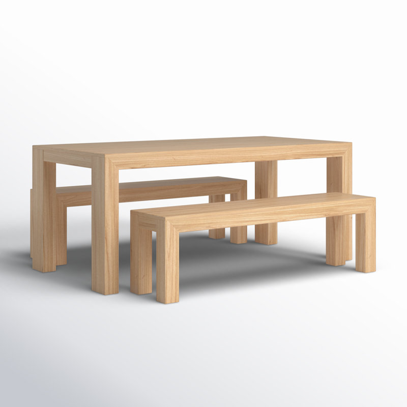 Ensemble de salle à manger moderne en bois de pin massif pour 6 personnes Linzy, Blond brossé au métal