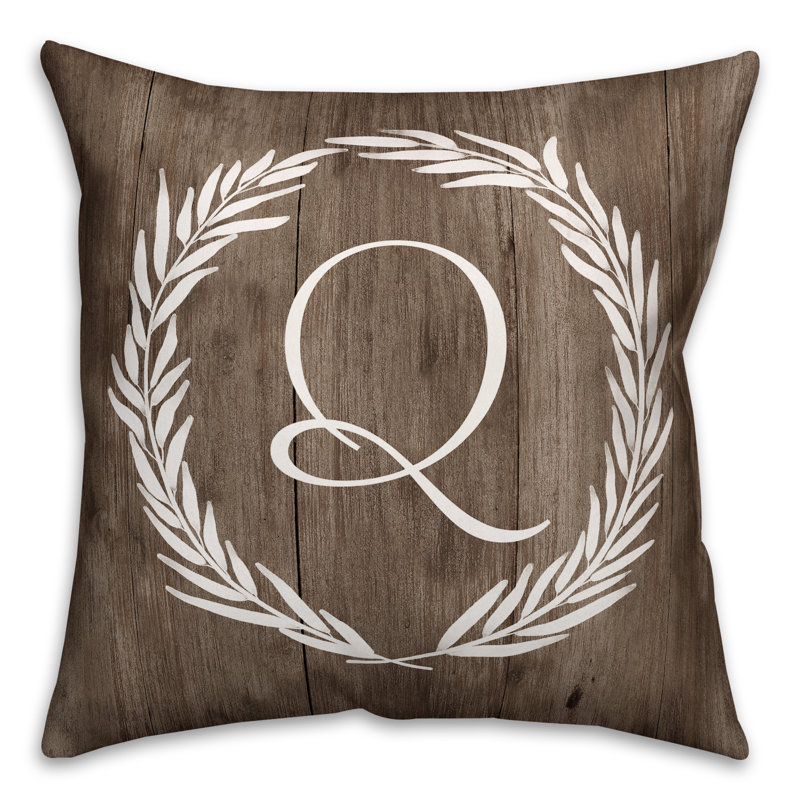  Wreath Initial Throw Pillow, Q