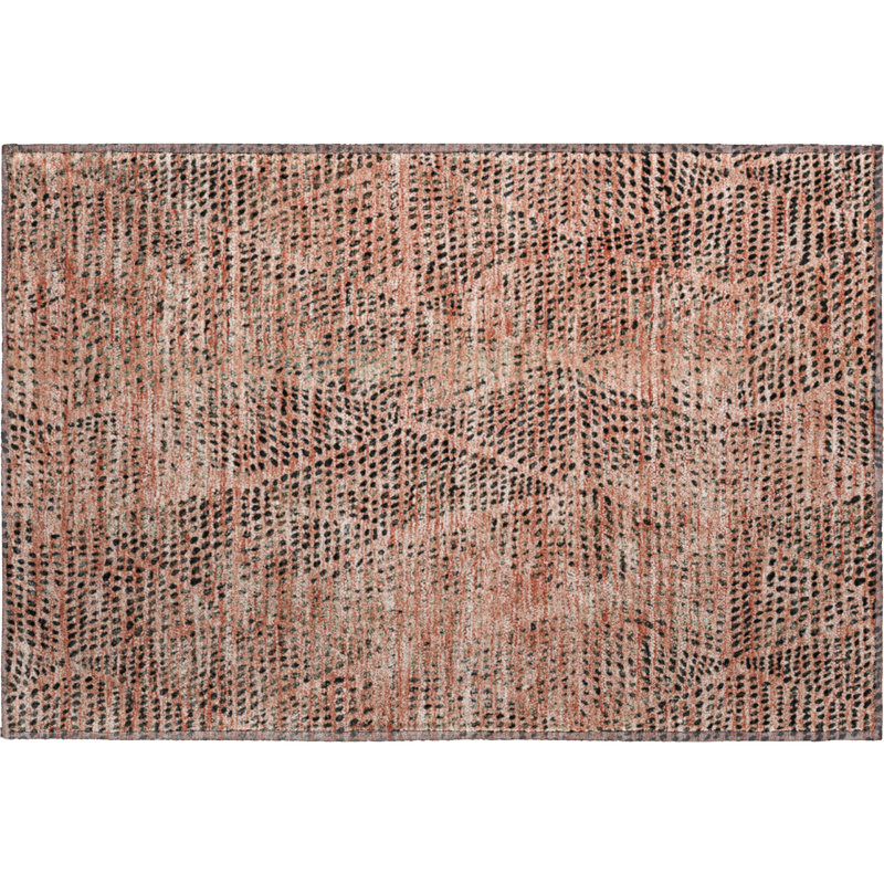 Premium Machine Washable Cerrito AMF591 Salmon Rug, Rectangle 1'8" x 2'6"