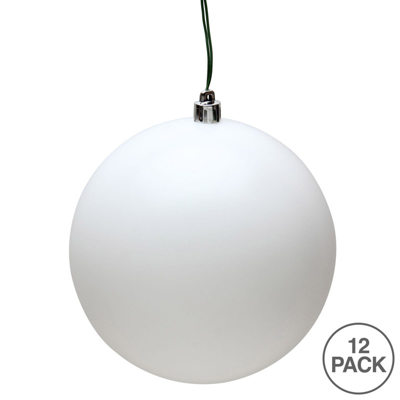 Décoration de boule décorative des Fêtes, Blanc mat, H 4 po x l 4 po x P 4 po