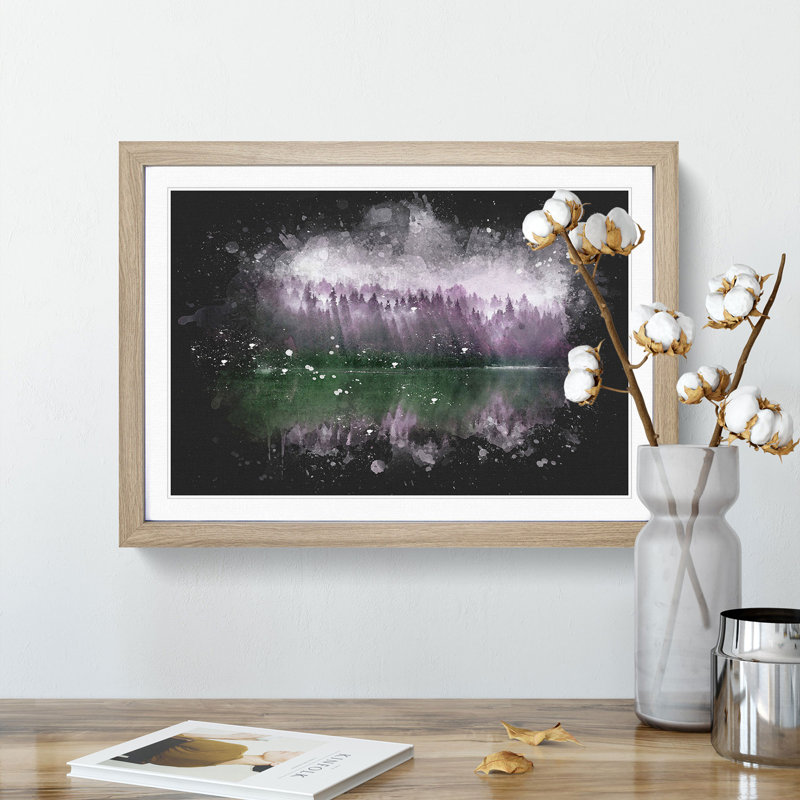 Fog over Forest in Italy - Picture Frame Graphic Art Print, 45cm H x 63cm W x 2cm D, Oak Framed