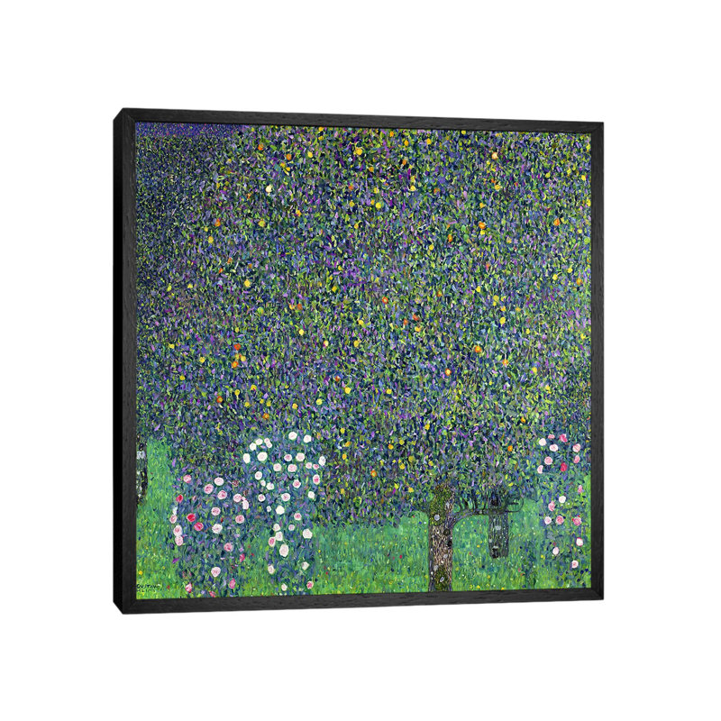 Roses Under The Trees, C.1905 by Gustav Klimt - Painting on Canvas, 45.72 cm H x 45.72 cm W, Black Framed