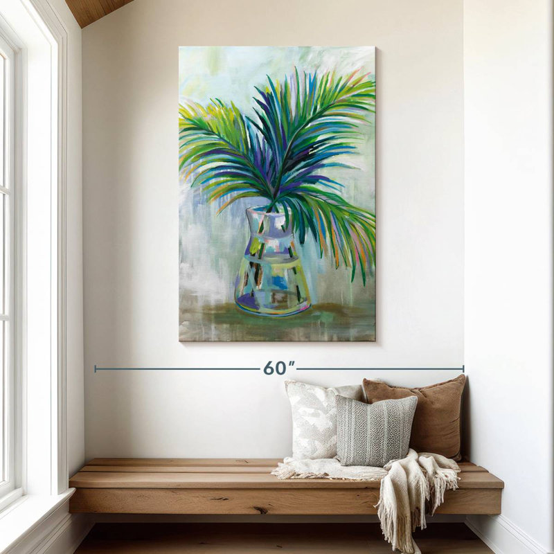 Harnek, feuilles de palmier vertes I, H 48 po x l 32 po