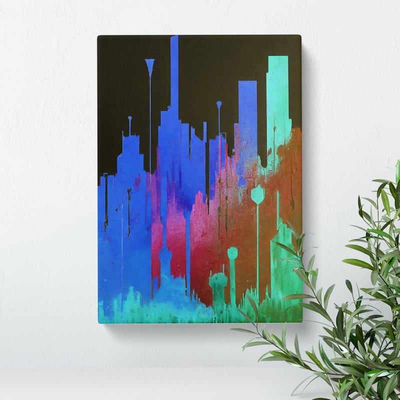 Paint Splash City Skyline No.2 Abstract - Wrapped Canvas, 50cm H x 35cm W x 3cm D
