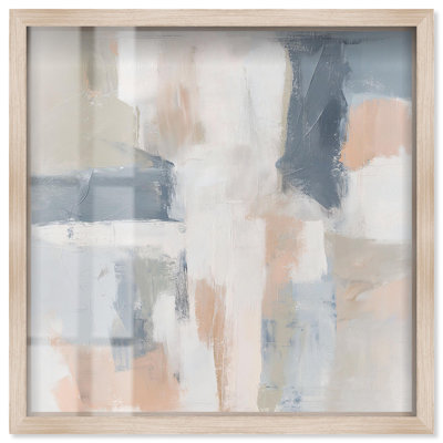 «Slate and Rose Palette I Shadowbox Print», art mural minimaliste par Art Remedy, cadre blond, 13 x 13