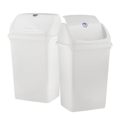 Superio poubelle de cuisine 13 gallons avec couvercle pivotant, poubelle en plastique pour l'extérieur et l'intérieur, grande poubelle de recyclage de 52 pte et corbeille pour la maison, le bureau, le garage, le patio, le restaurant (blanc)