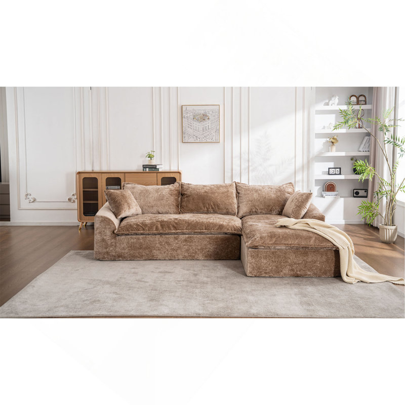 Canapé modulaire 103 po avec méridienne en forme de L, canapé modulaire désossé large de 103 po pour le salon, aucun assemblage requis
