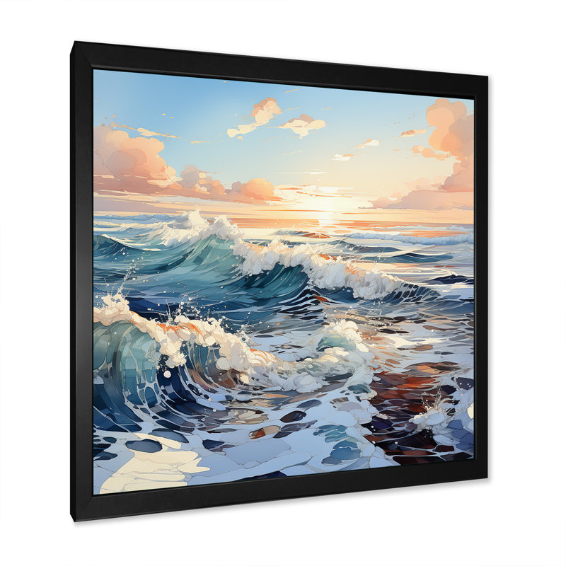 «Ocean Winter Scenery I», reproduction sur toile, Cadre simple noir, H 16 po x l 16 po x P 1 po