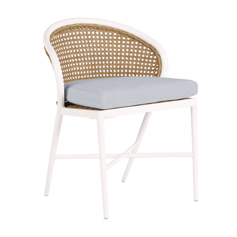 Havana Side Chair, No Welt, Chalk/Natural Cane, Rollo Lace