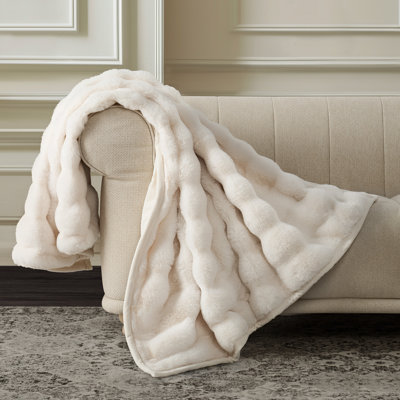 Soft Luxury Faux Rabbit Fur Throw Blanket for Couch 820GSM