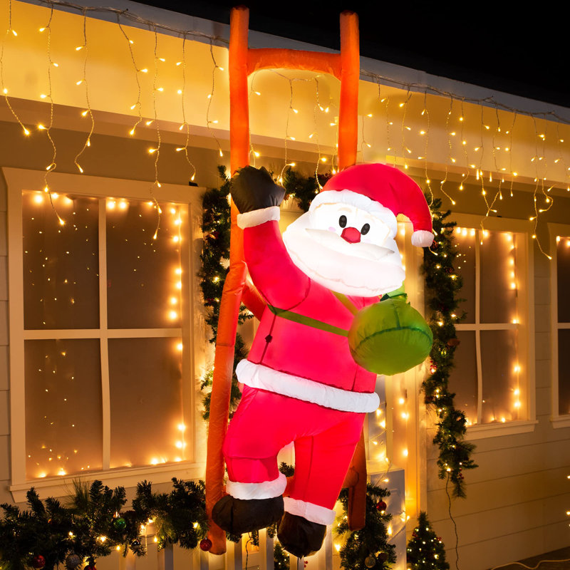 6ft Christmas Inflatable Climbing Santa, Hanging Inflatable Christmas Yard Decorations with Build-in LEDs