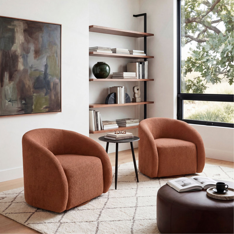 Fauteuil demi-tonneau 1 pièce, Tissu rouge