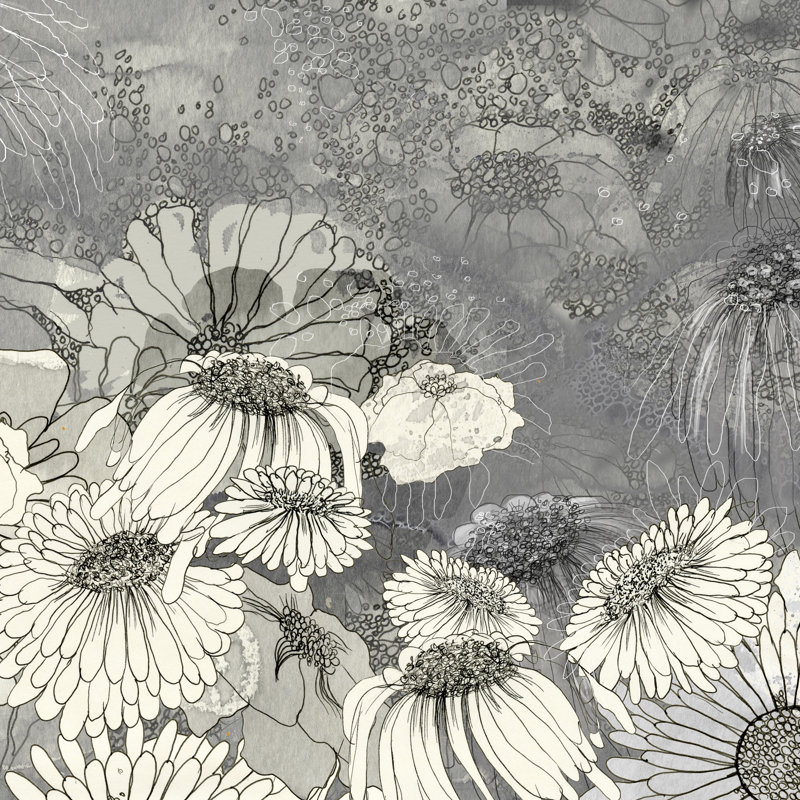 " Flowers On Grey II " by Ingrid Blixt, 20" H x 20" W x 1.25" D