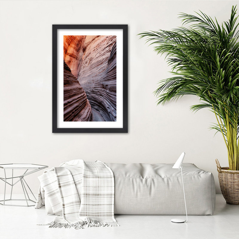 Arizona Canyon Mountains Red - Single Picture Frame Print, Black, 60 cm H x 40 cm W