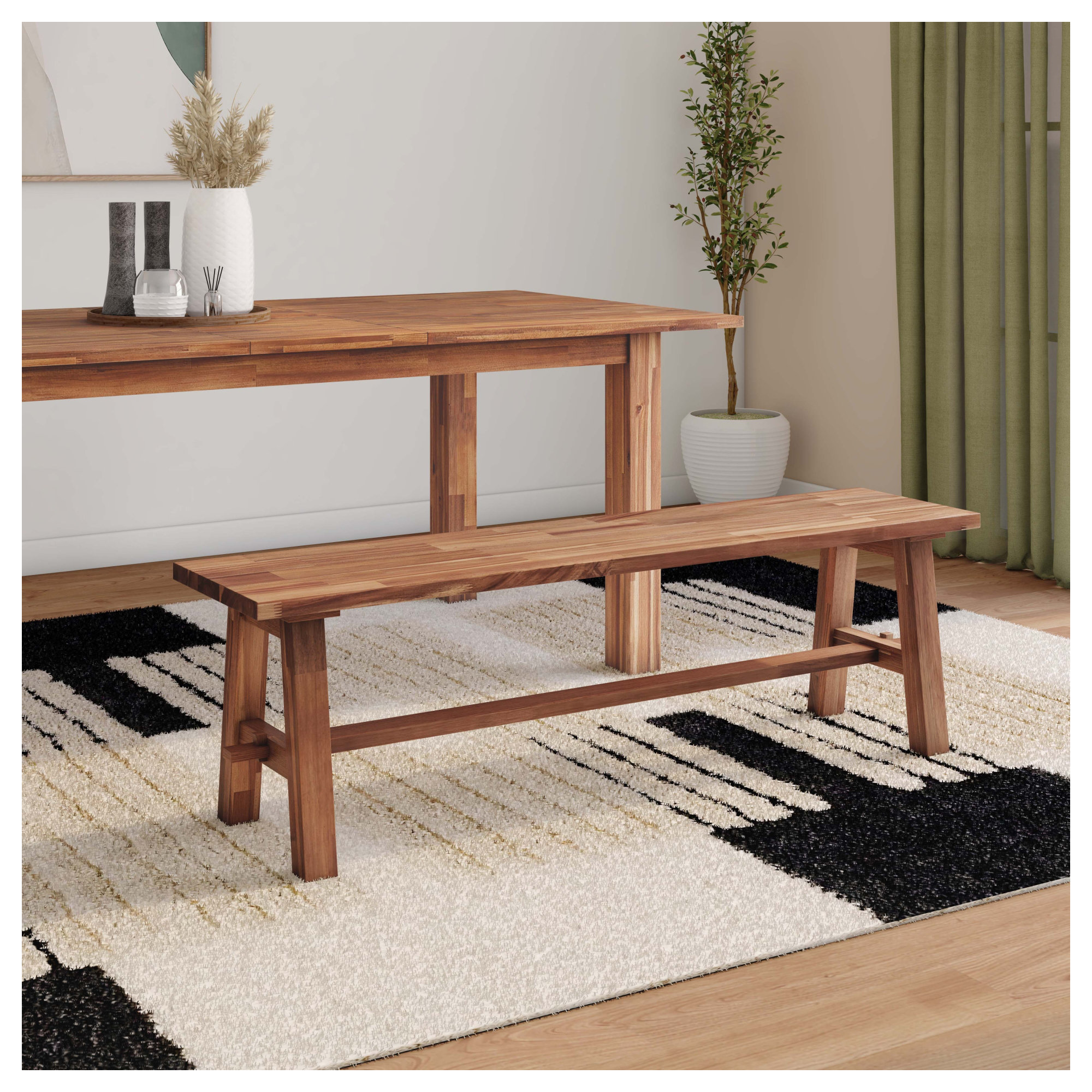 Naugatuck Wood Bench, Brown