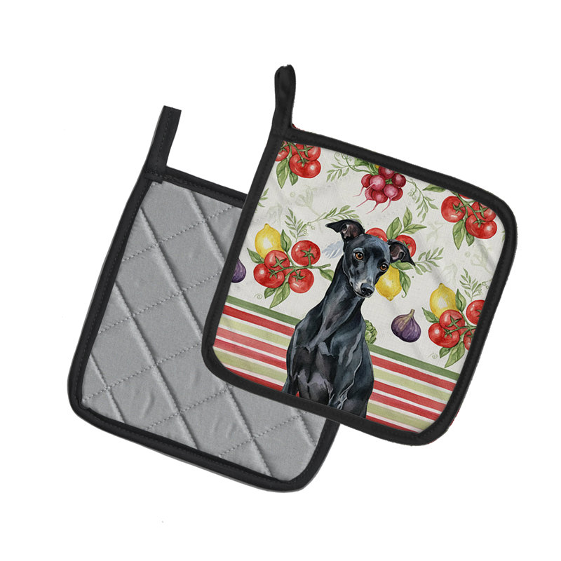 Paire de porte-casseroles à légumes lévrier noir italien