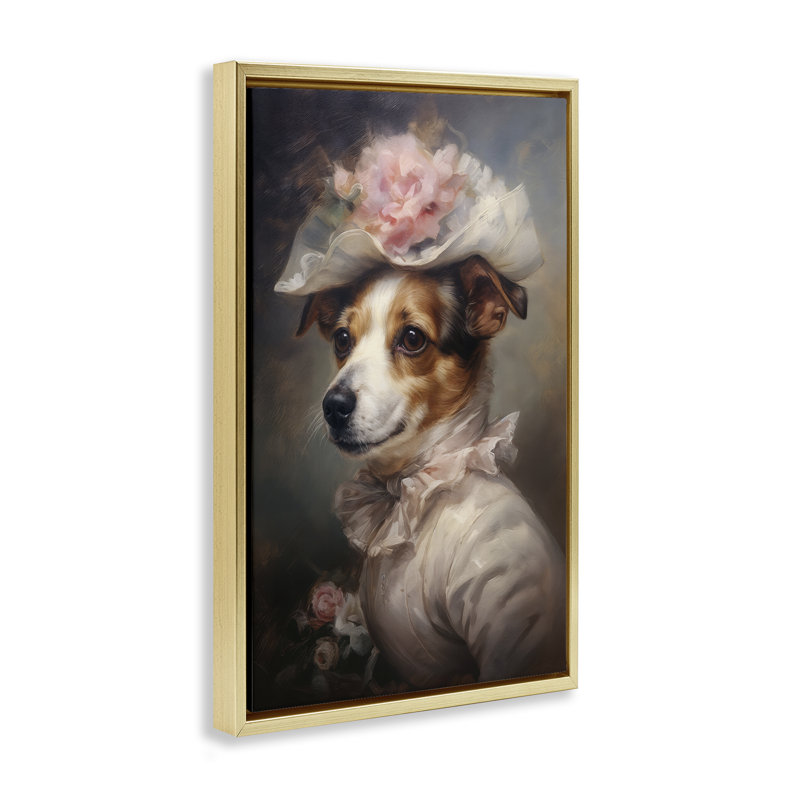 Cadre flottant Jack Russel Terrier, H 31 po x l 21 po, Cadre flottant métallique doré