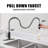 Stainless Steel Kitchen Faucet With Pull-Down Sprayer, High Arc Modern Classic Faucet With Deck, Suitable For 1 Or 3 Holes-113957915