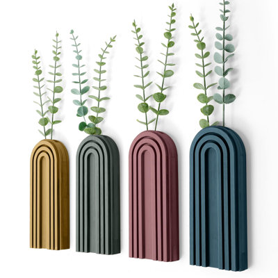 4 Pack Wood Wall Planter Indoor Wall Decor Plant Holders Boho Hanging Planter Vases For Modern Farmhouse Living Room Bedroom Rainbow Decor (Morandi Color)