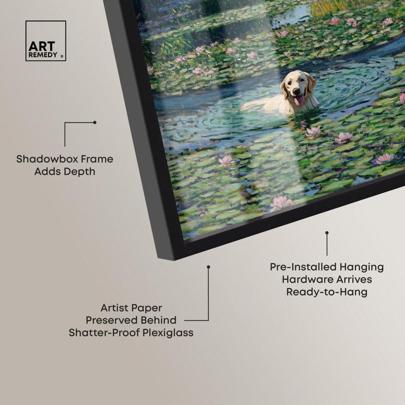 «The Pond Under the Bridge Shadowbox Print» par Art Remedy, H 16 po x l 11 po, Noir