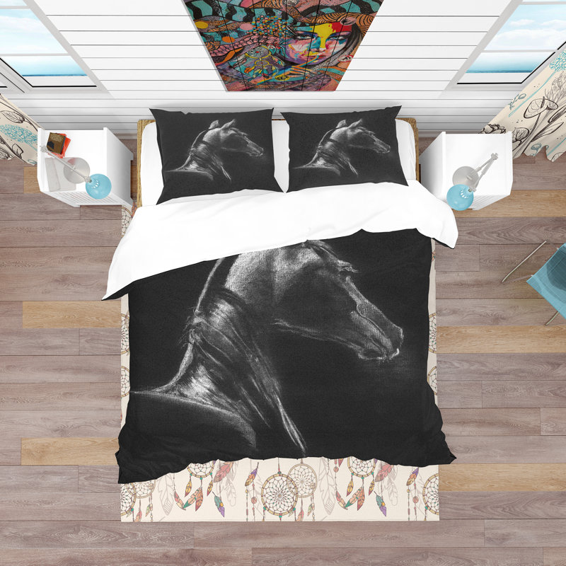 Ensemble de housse de couette en microfibre noir, Housse de couette très grand + 2 taies décoratives