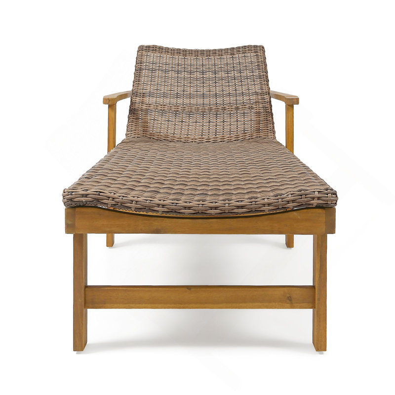 Chaise longue en bois et osier Hampton