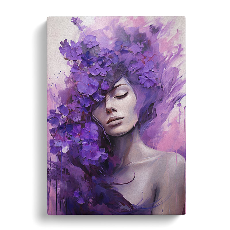 Lavender Flower Expressionism - Wrapped Canvas Print, 76cm H x 50cm W x 3cm D