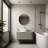 36" Modern Wall-Mounted Floating Bathroom Vanity With Sink,  Curved Edges Striped Bathroom Storage Cabinet With A Drawer, White Round Ceramic Basin Without Faucet, Pre-Assembled, Natural Wood-1320104855