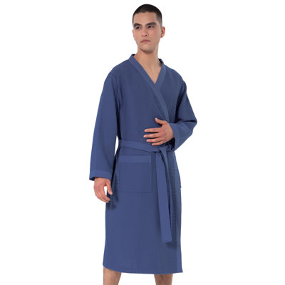 100% Cotton and Cotton Blend Waffle Boy / Man+ Mid-Calf Bathrobe with Pockets and Hood for Kids