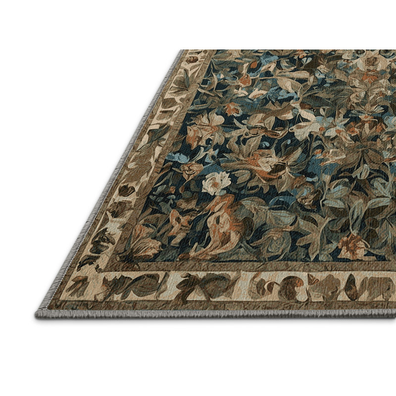 Machine Washable Brown Area Rug, Rectangle 8' x 12'